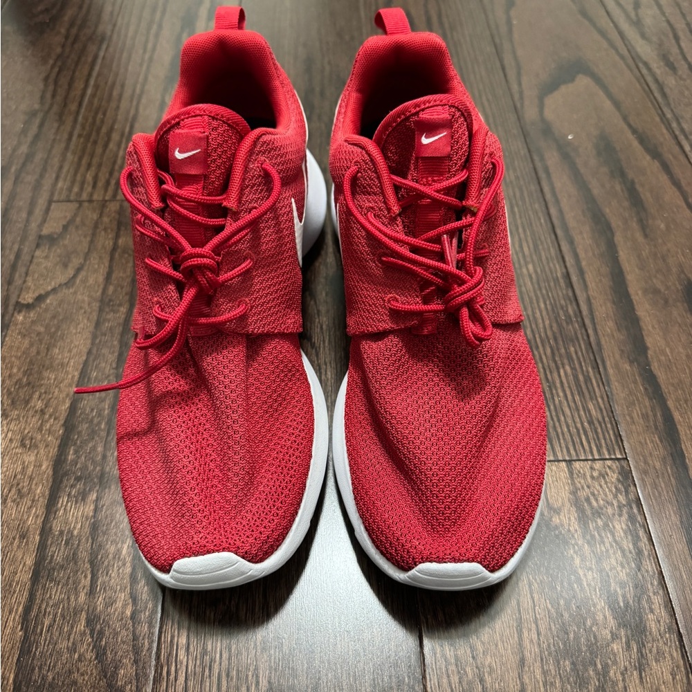 Nike Men’s Red Mesh Athletic Sneakers with White Soles